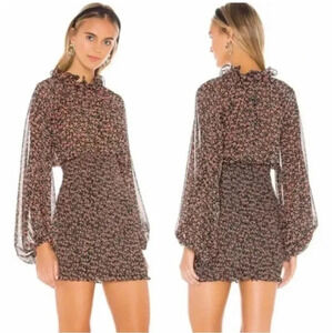 C/MEO Collective Longevity Floral Sheer Smocked Long Sleeve Mini Dress Size M